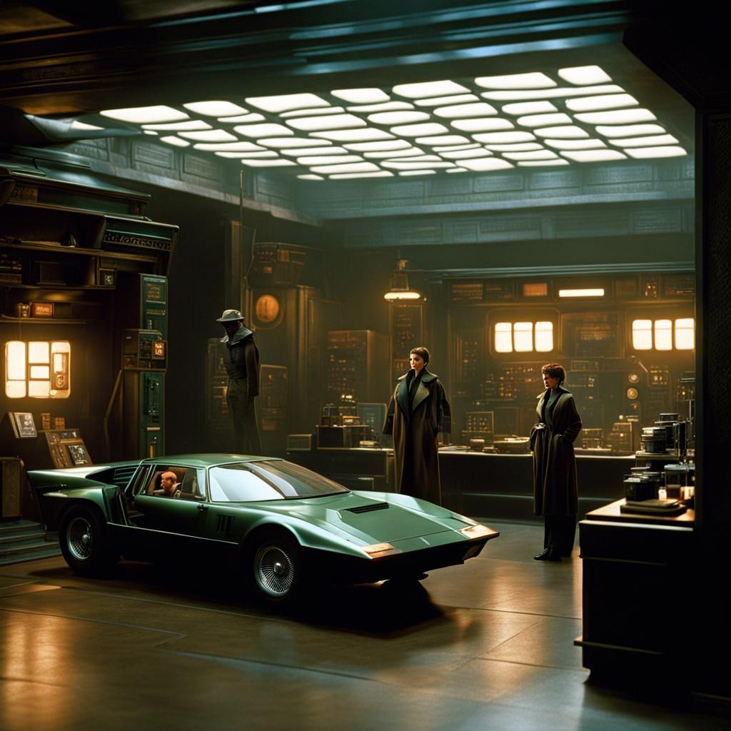 blade runner 1982 tyrell corporation interior scene with dec...