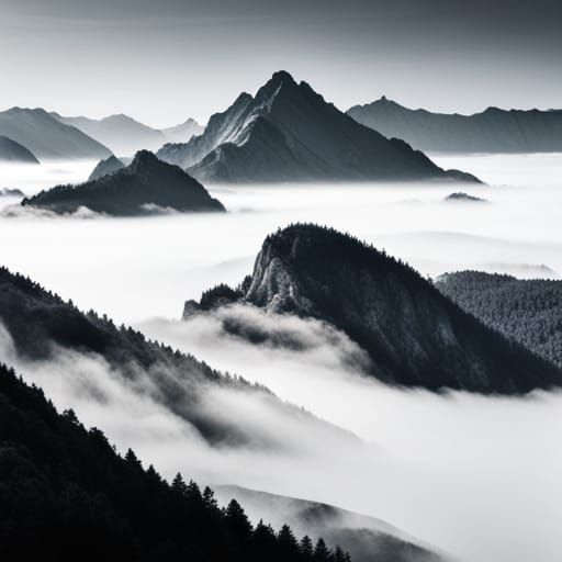Beautiful misty mountain landscape