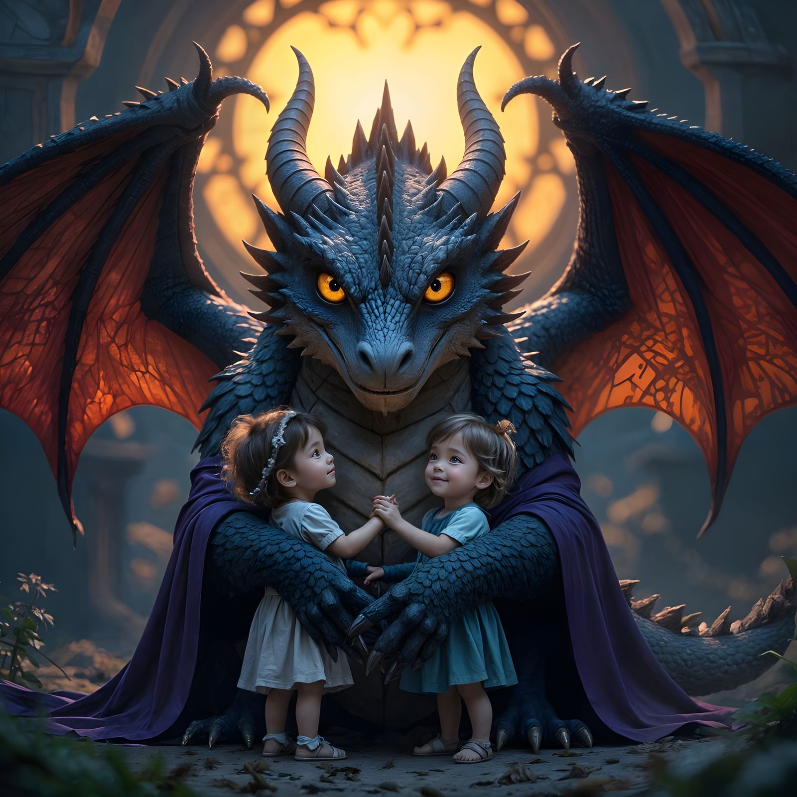 Mama Dragon protecting rescued children   by @Soulseed9 