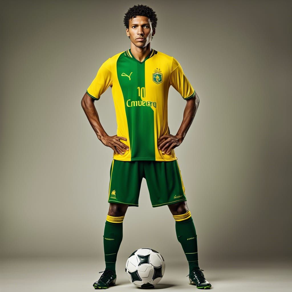 soccer player with full body masal and green and yellow colors - AI ...