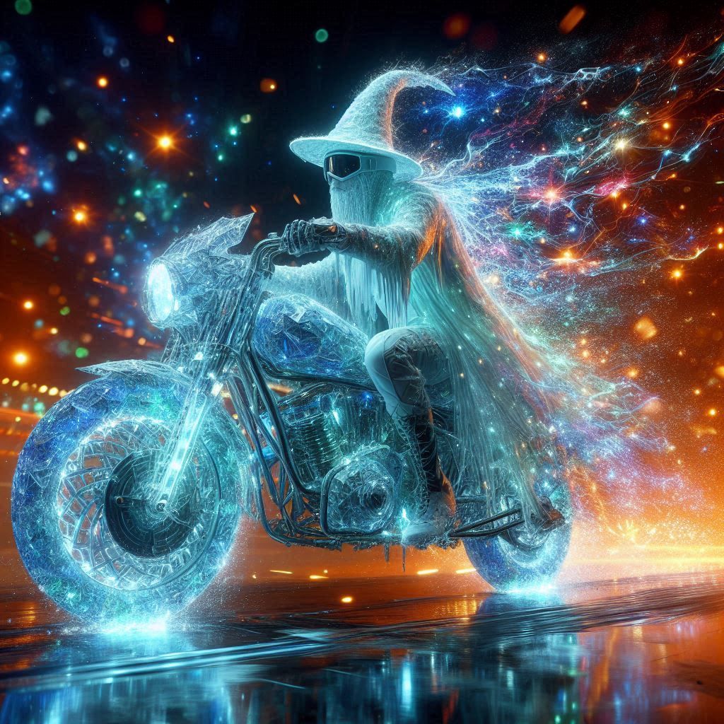 Wizard riding motorcycle