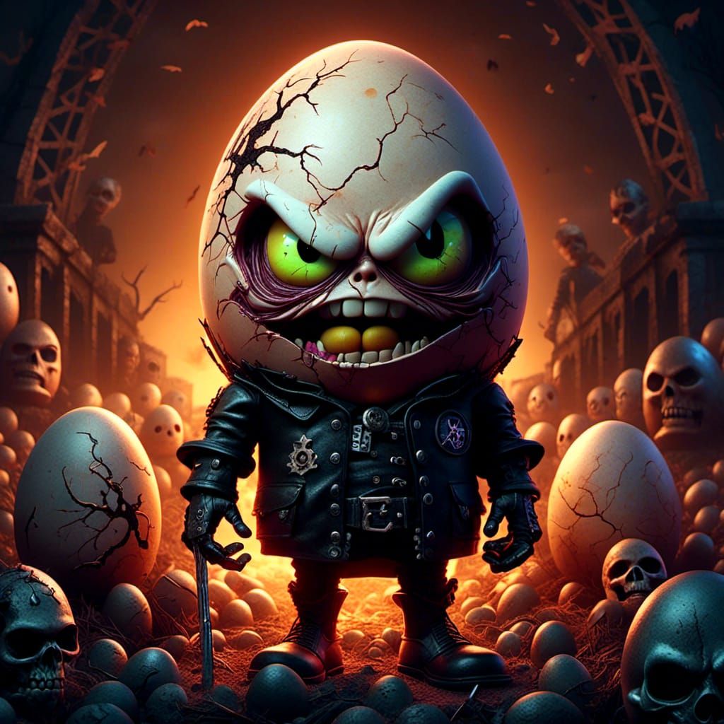 <lora:Angry Eggs:1.0>  Magic realism, Magic Surrealism, hyper detailed , Apocalypse art, cuteness overload ,Hello darkness my old friend! de...