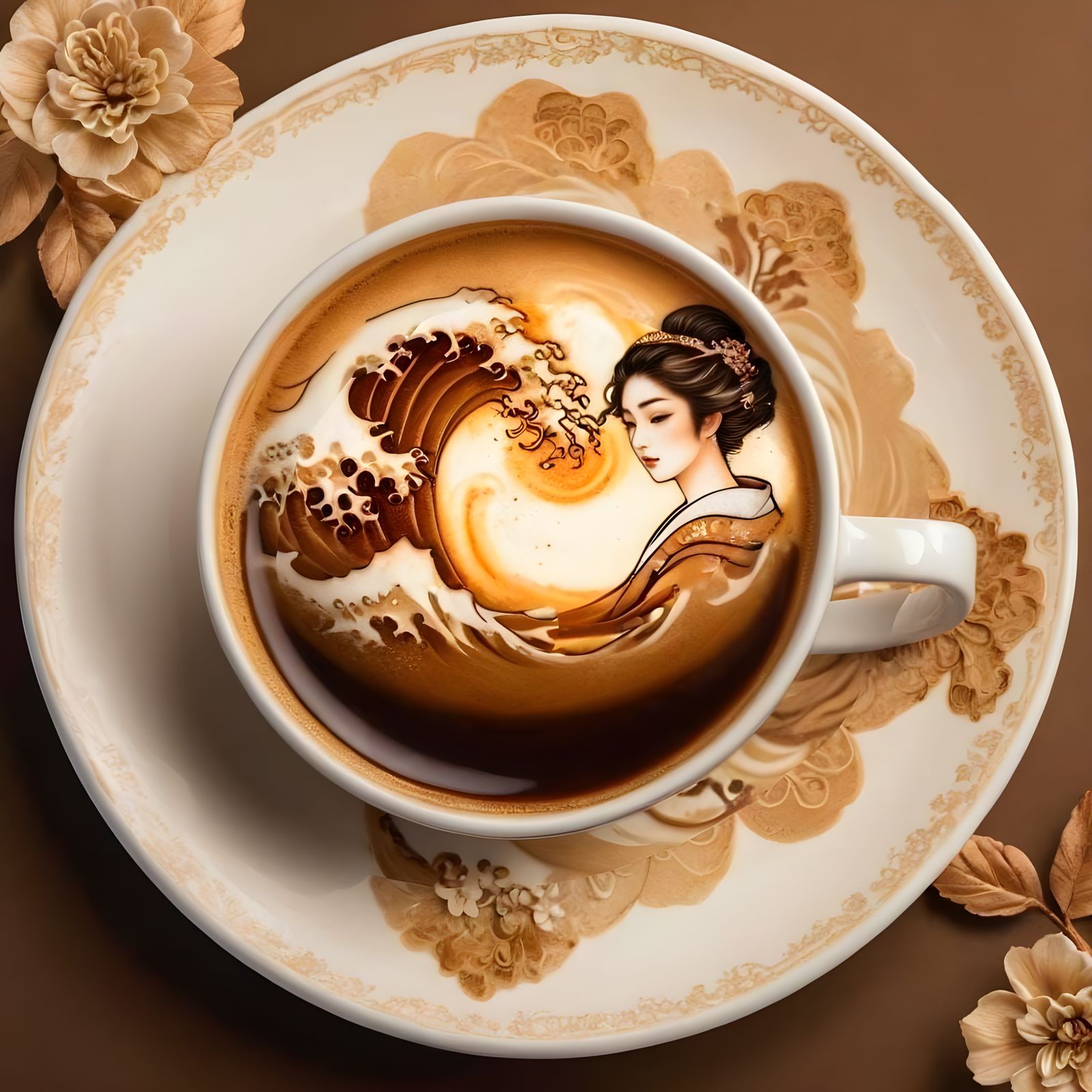 Ukiyo-e in milk foam  by @eFuoriPiove