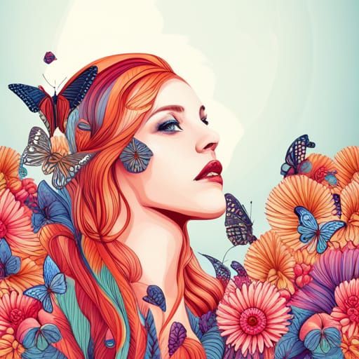 Flowers and butterflies - AI Generated Artwork - NightCafe Creator