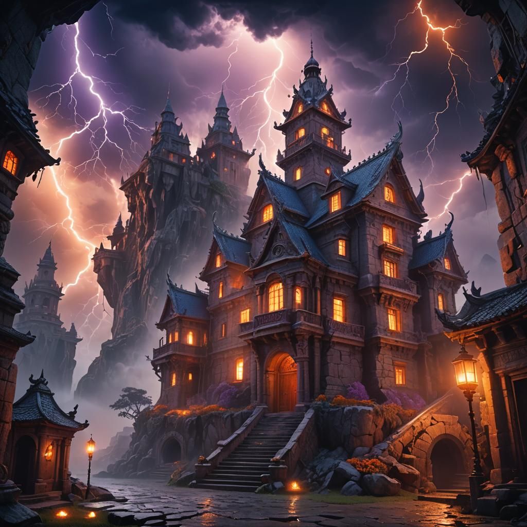 Mystical House Illuminated: Fantasy Matte Painting