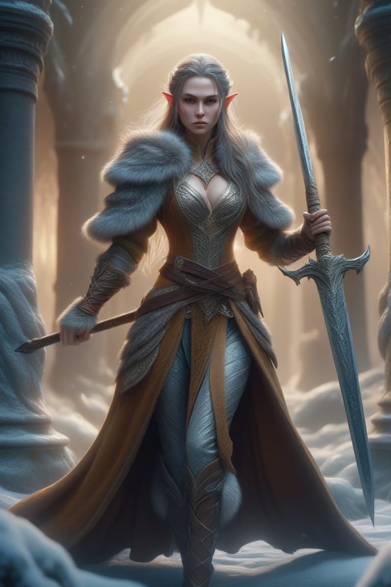 Exploring the snowy ruins