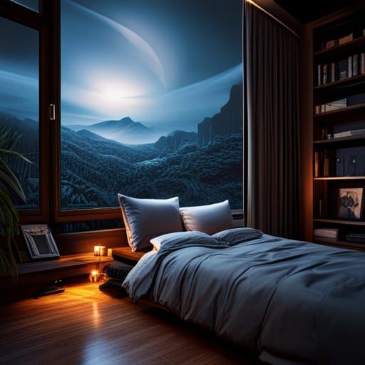 In my room working at night