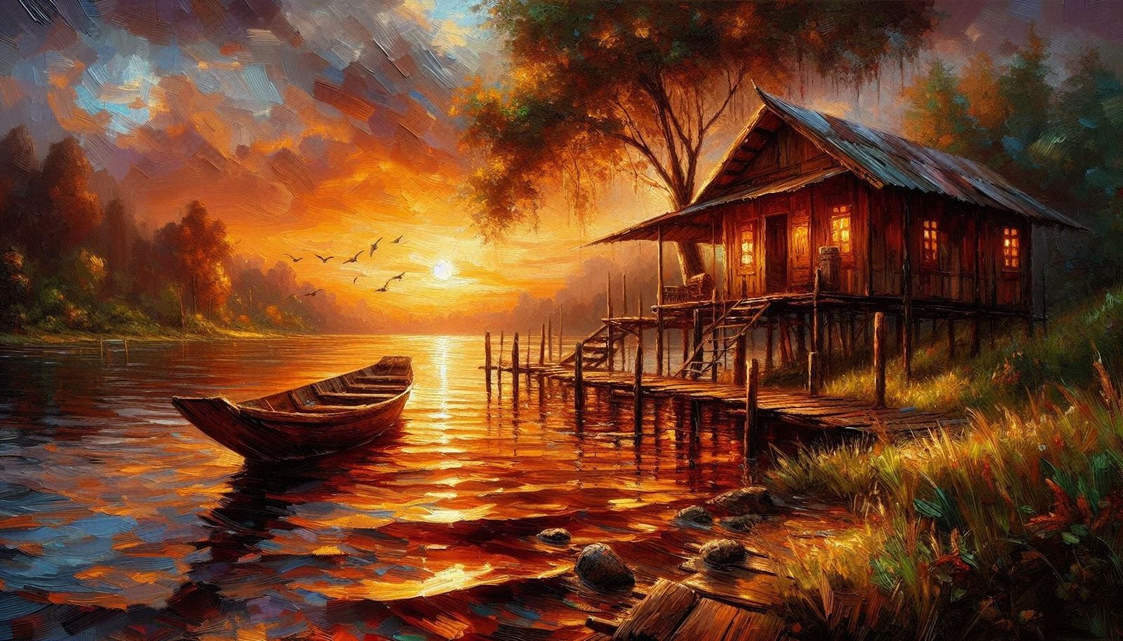 Landscape with warm sunset   by @Artscreator