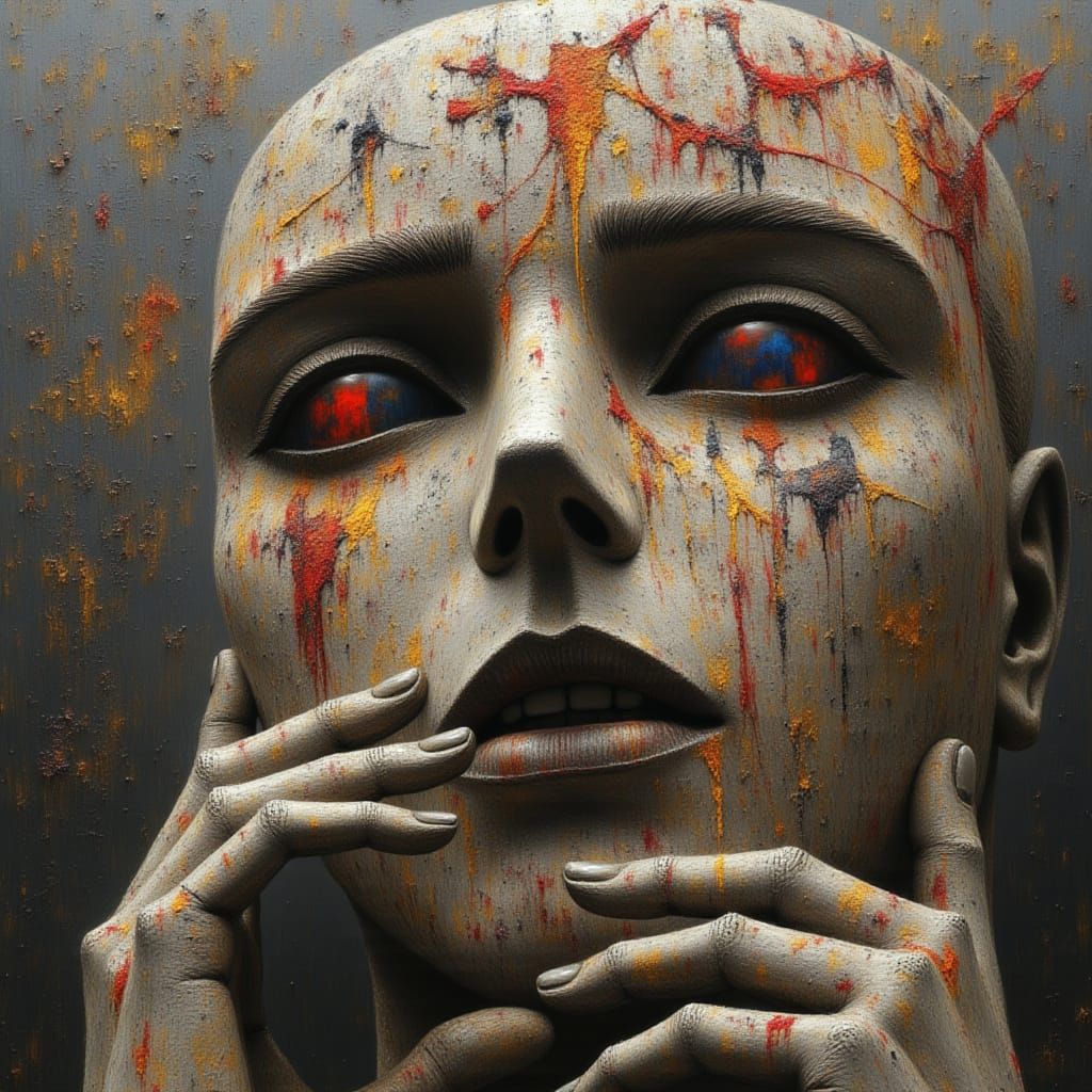  <lora:Chiaroscuro Dystopia:1.3> Heavy texture and impasto