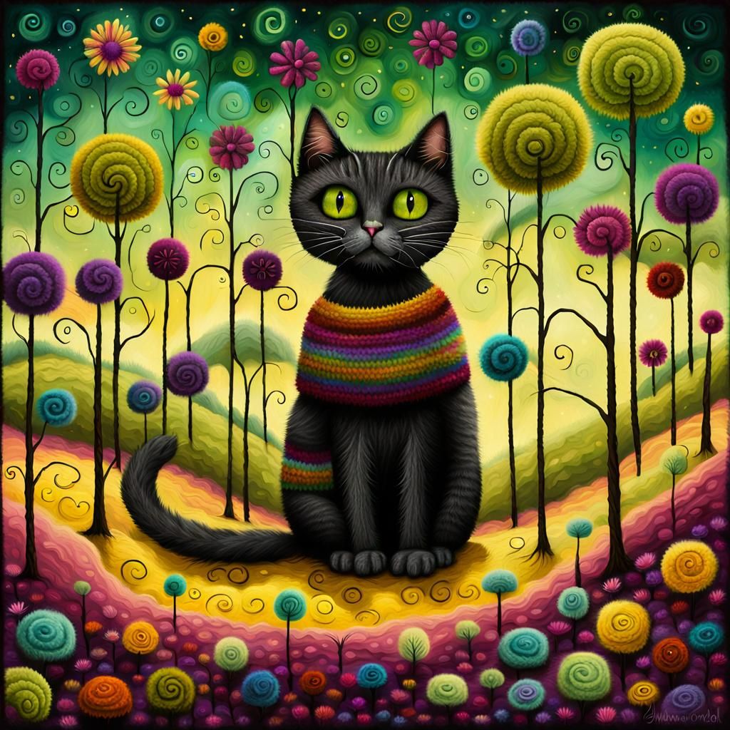 Kitty in a Rainbow Sweater - AI Generated Artwork - NightCafe Creator