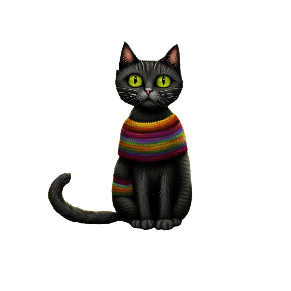 Kitty in a Rainbow Sweater