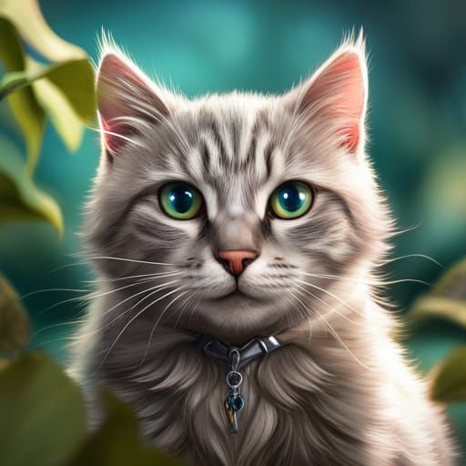 little grey cat with different color eye