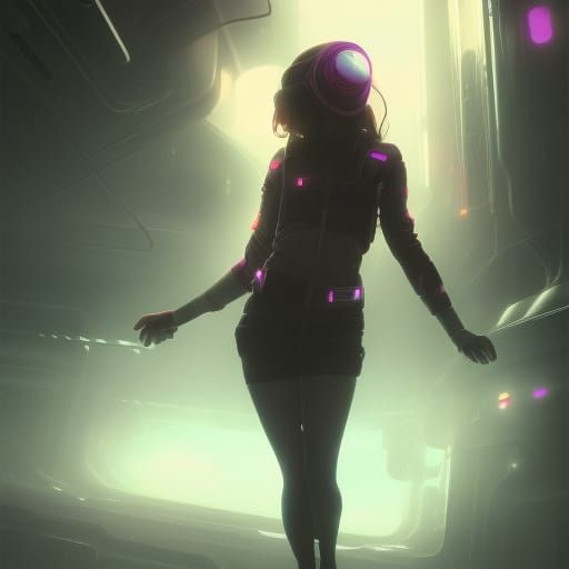 Cyberpunk Girl Portrait with Neon Lights in 8K