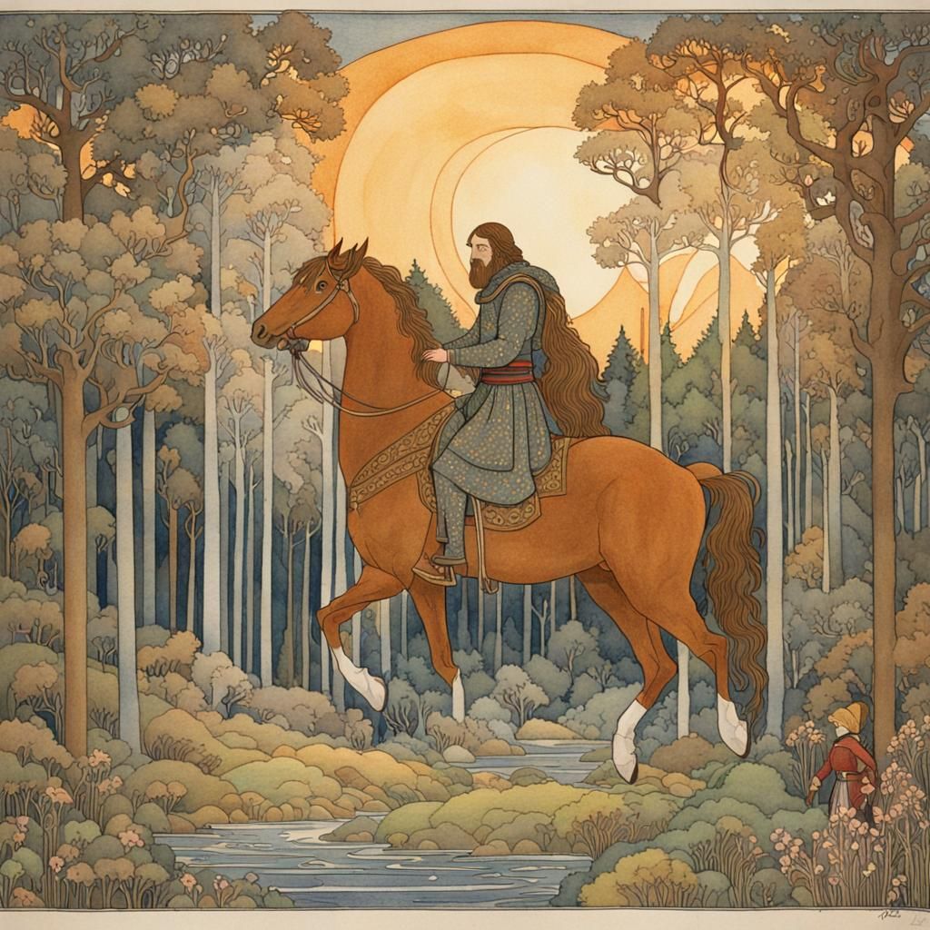 Percival's Grail Quest in Enchanted Forest Watercolor