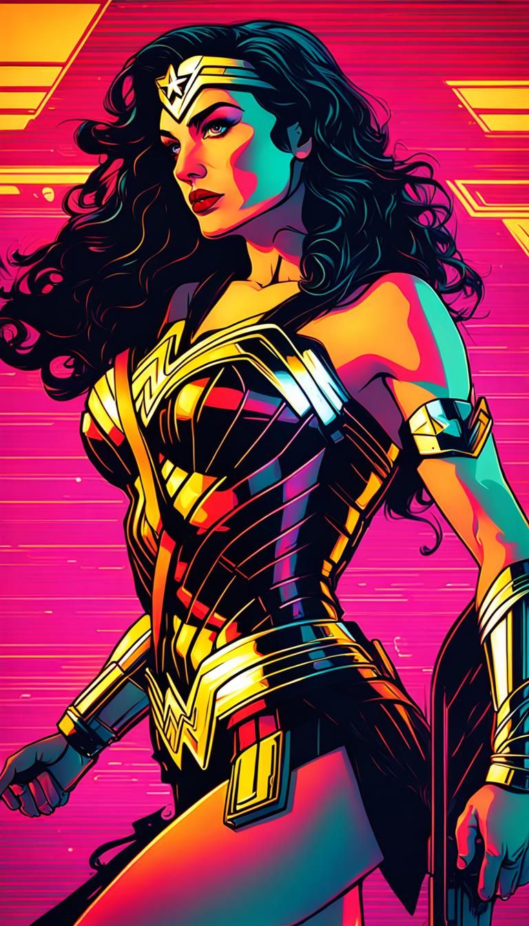 Wonder Woman glowing neon - AI Generated Artwork - NightCafe Creator