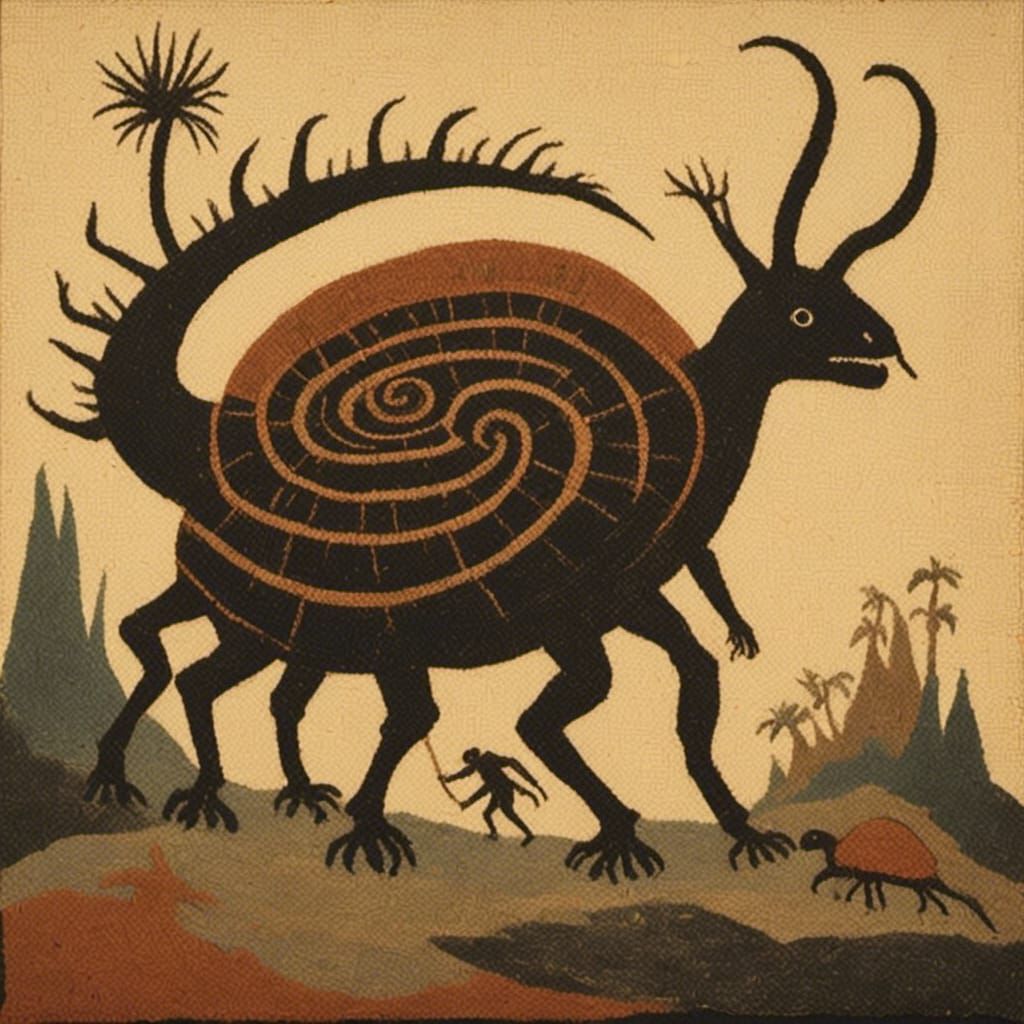 <lora:Stone Age Silhouette:1.0> Giant Snail 