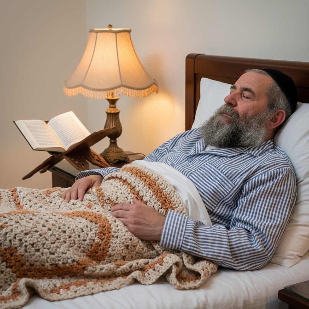 Chasidic Man Sleeping Peacefully in Soft Candlelight