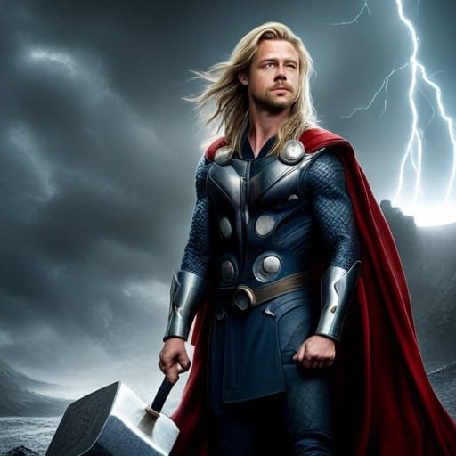 brad pitt as thor - AI Generated Artwork - NightCafe Creator