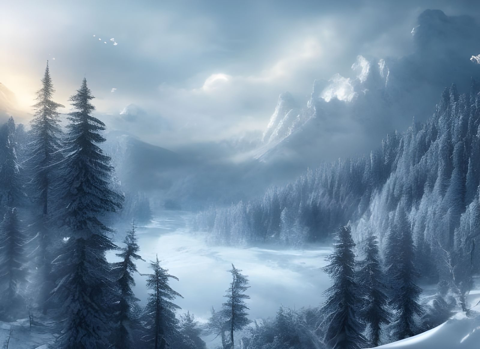 Winterscape from the Mountains  by @Seagannian