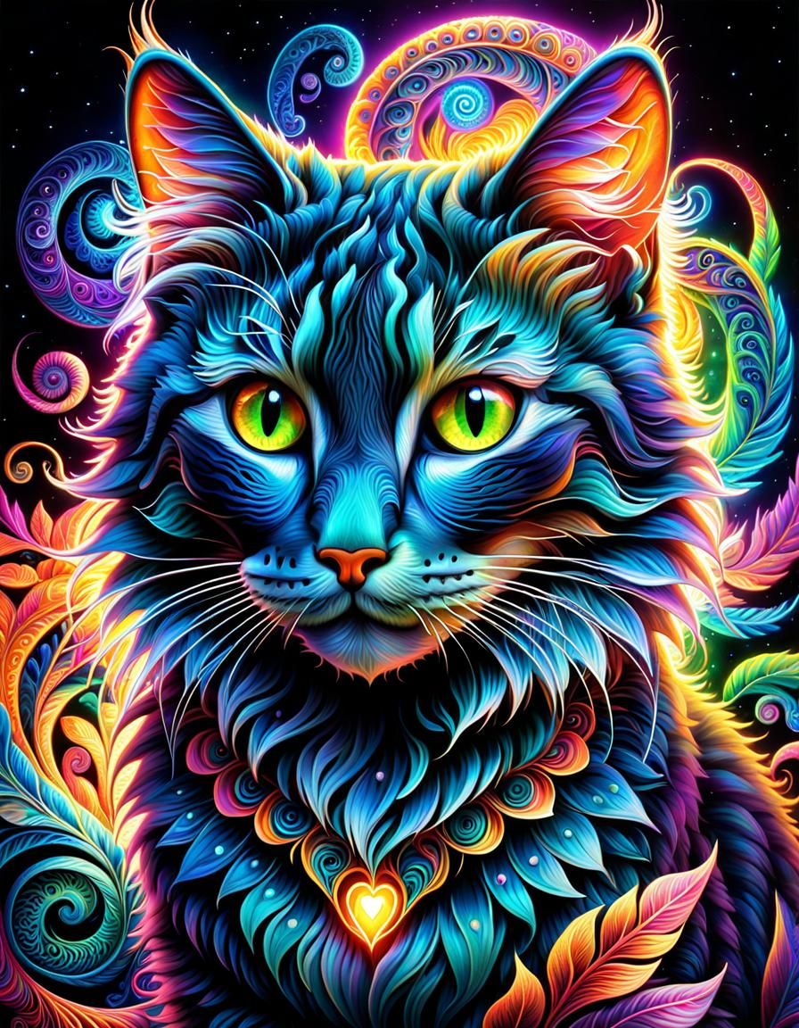 Cosmic glowing neon cat - AI Generated Artwork - NightCafe Creator