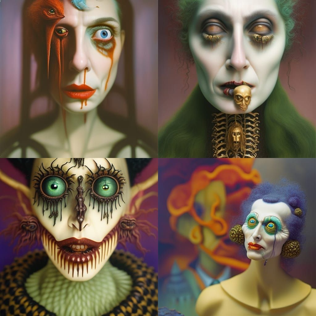 Grotesque Goth Portrait in Medieval Hyperrealism