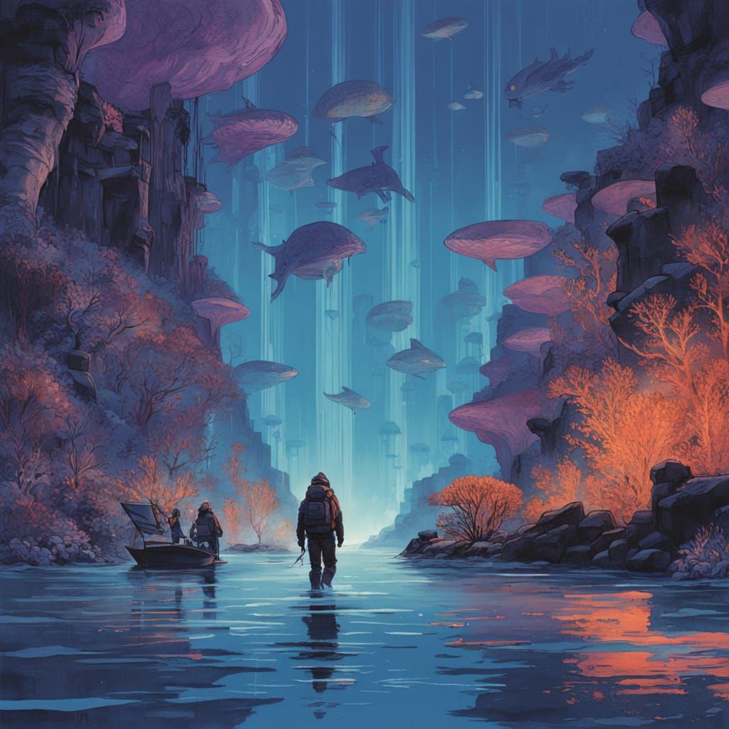 Underwater City Concept Art in Ghibli Style