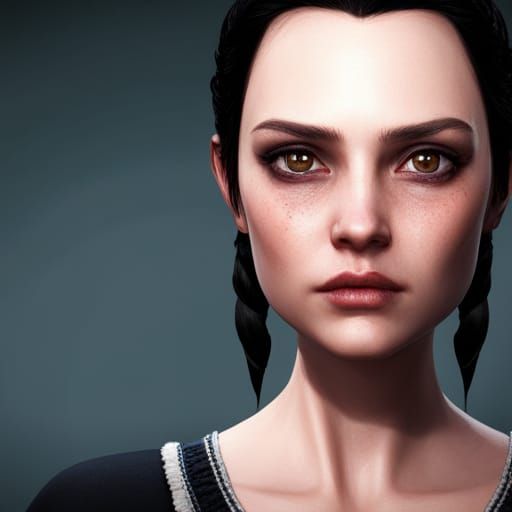 Wednesday Addams head and shoulders portrait, 8k resolution ...