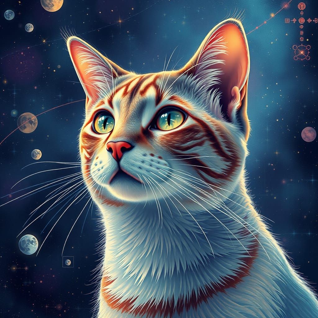 Art deco cat, Illustration , klimt Style, pastel colors