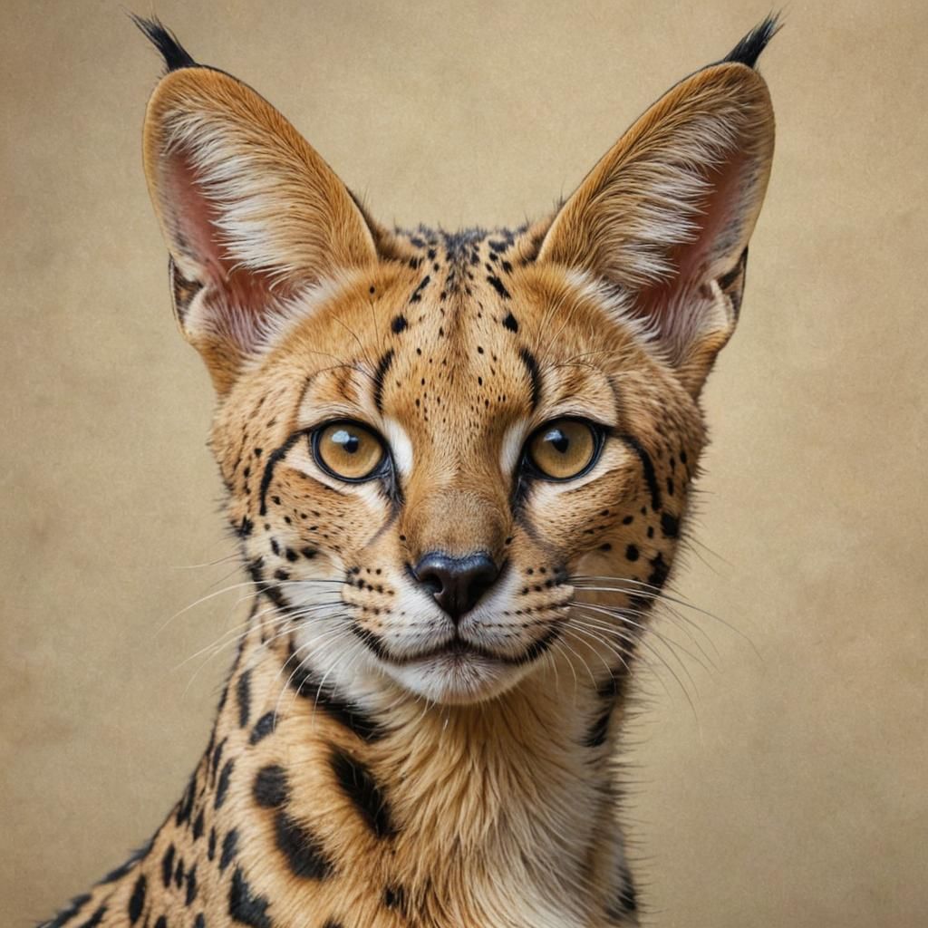 Serval cat portrait hyper realistic 