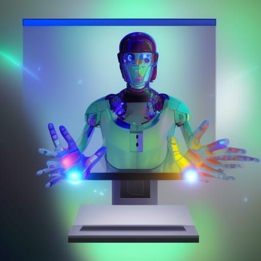 Sentient AI Extends Holographic Hand Out of Computer Monitor...