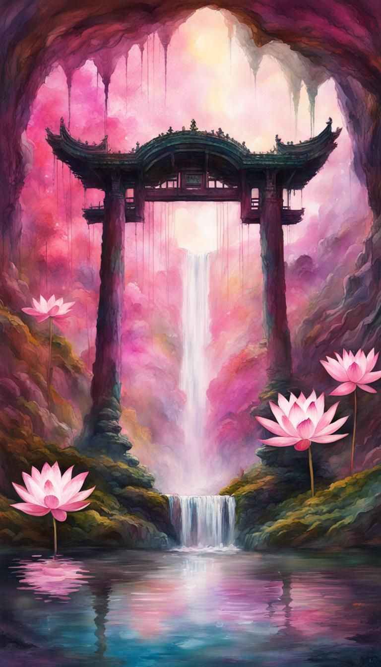 Pink Lotus 🪷 Waterfall 