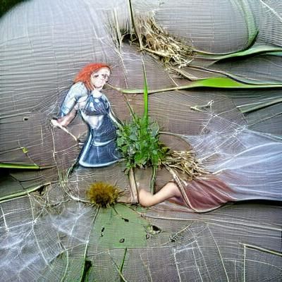 Fairytale of woman trapped in weeds.