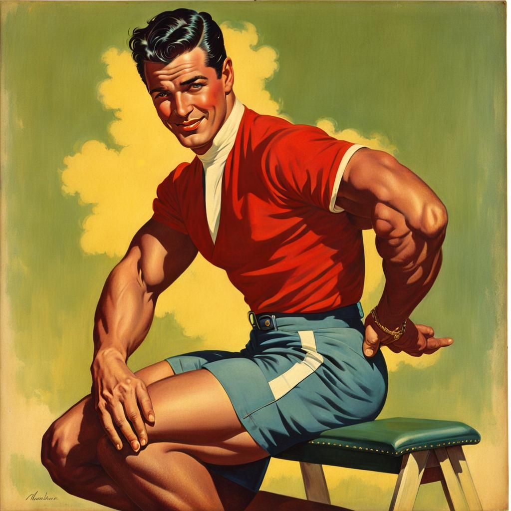 Vintage Male Physique Pin-Ups - AI Generated Artwork - NightCafe Creator