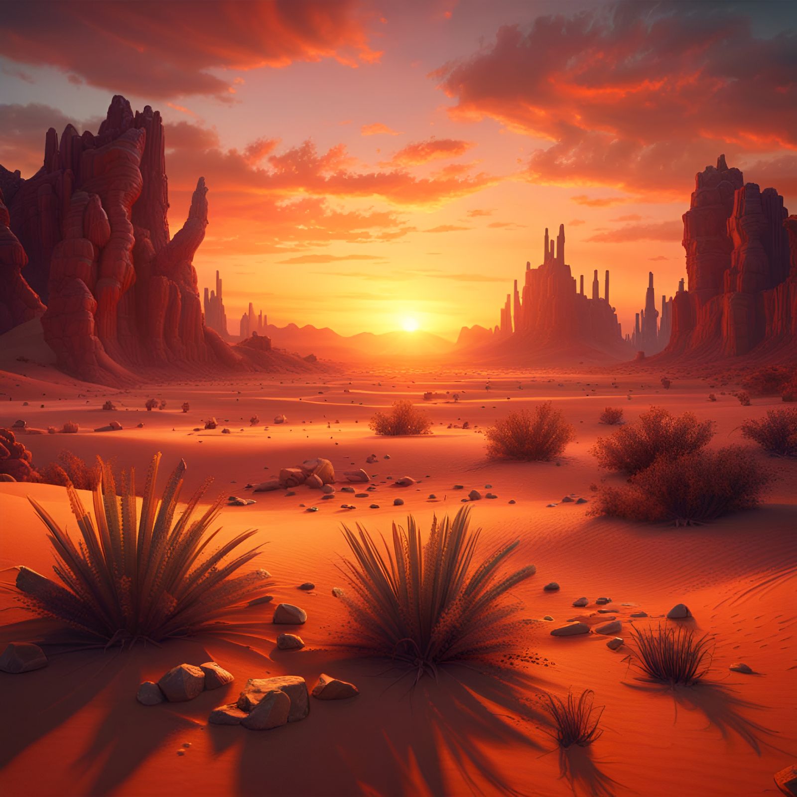 a beautiful desert sunset  by @undefined