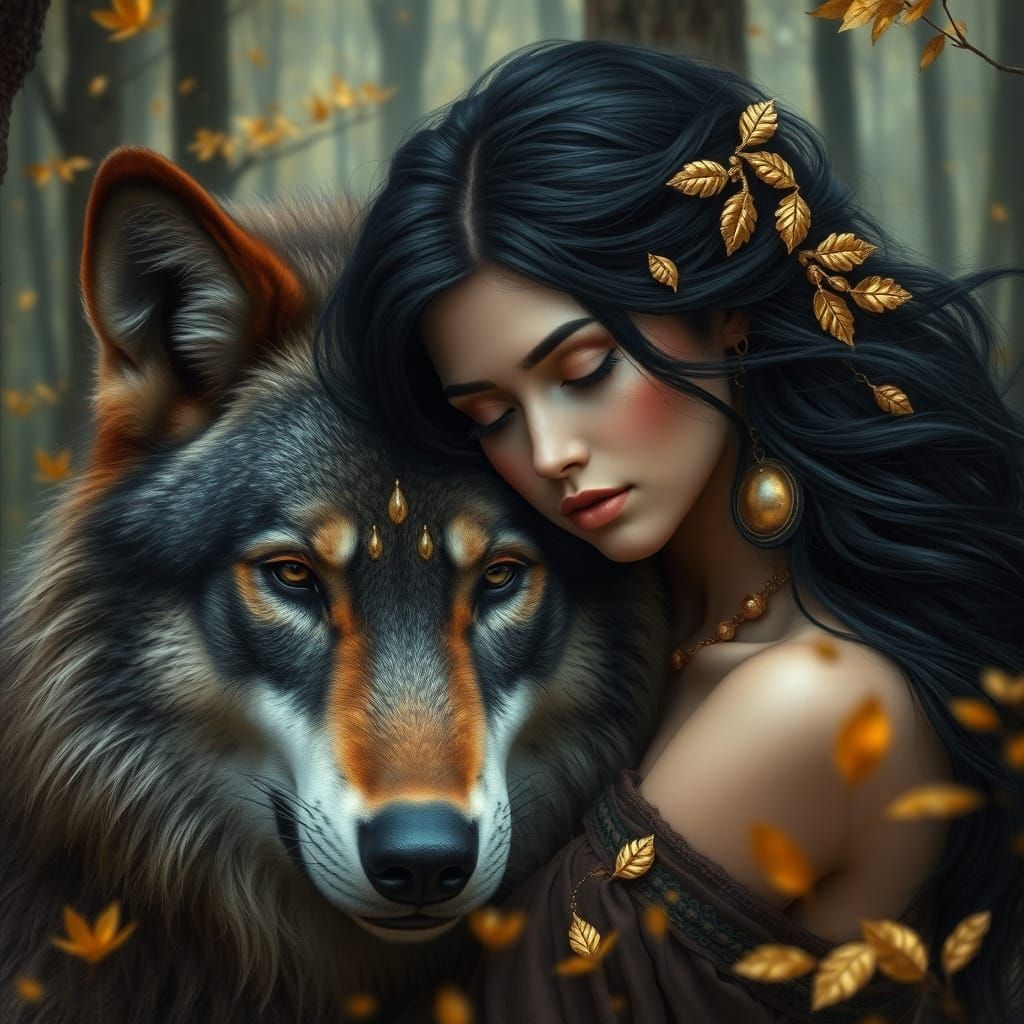 Girl and Wolf  by @JBrosque