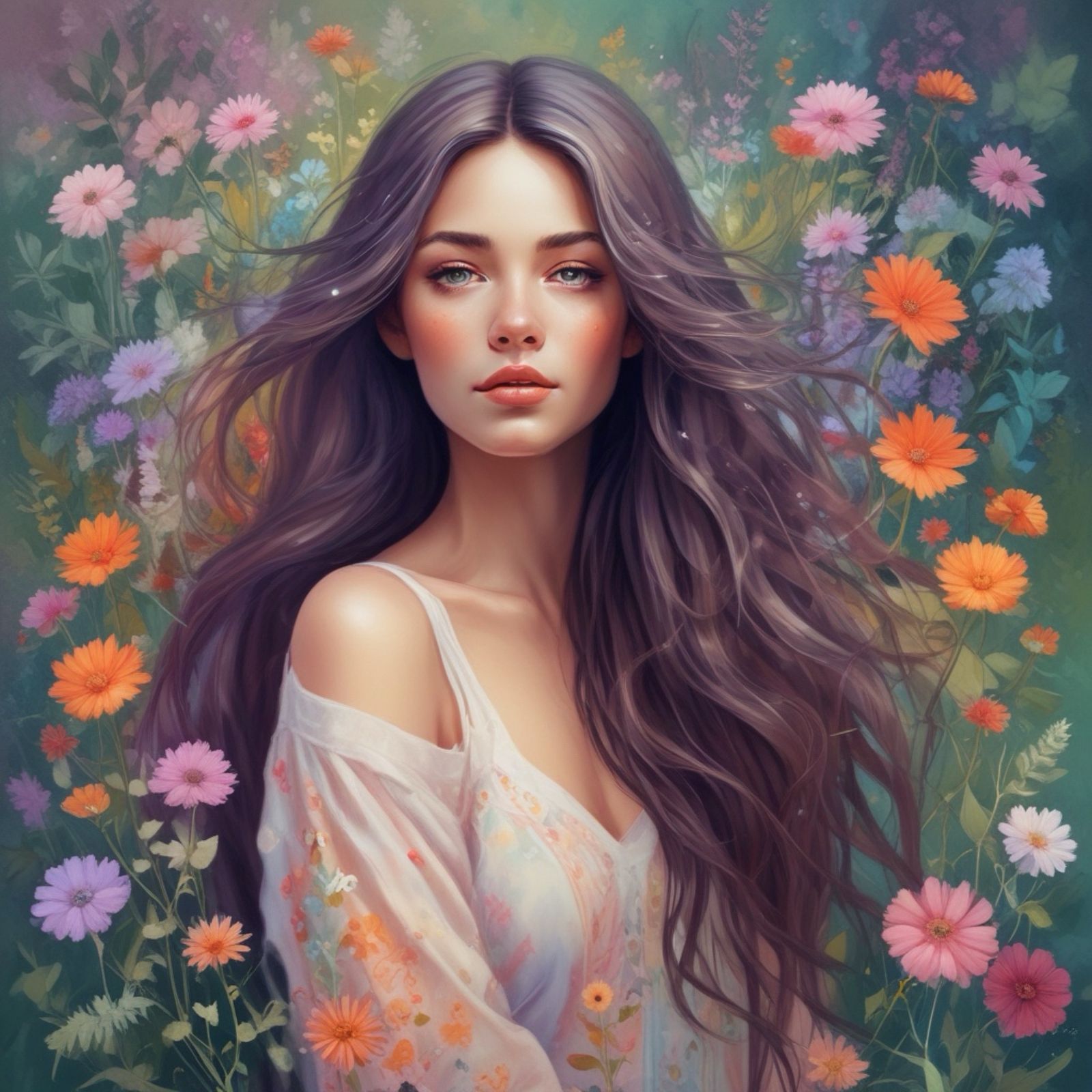 Beautiful woman with flowers