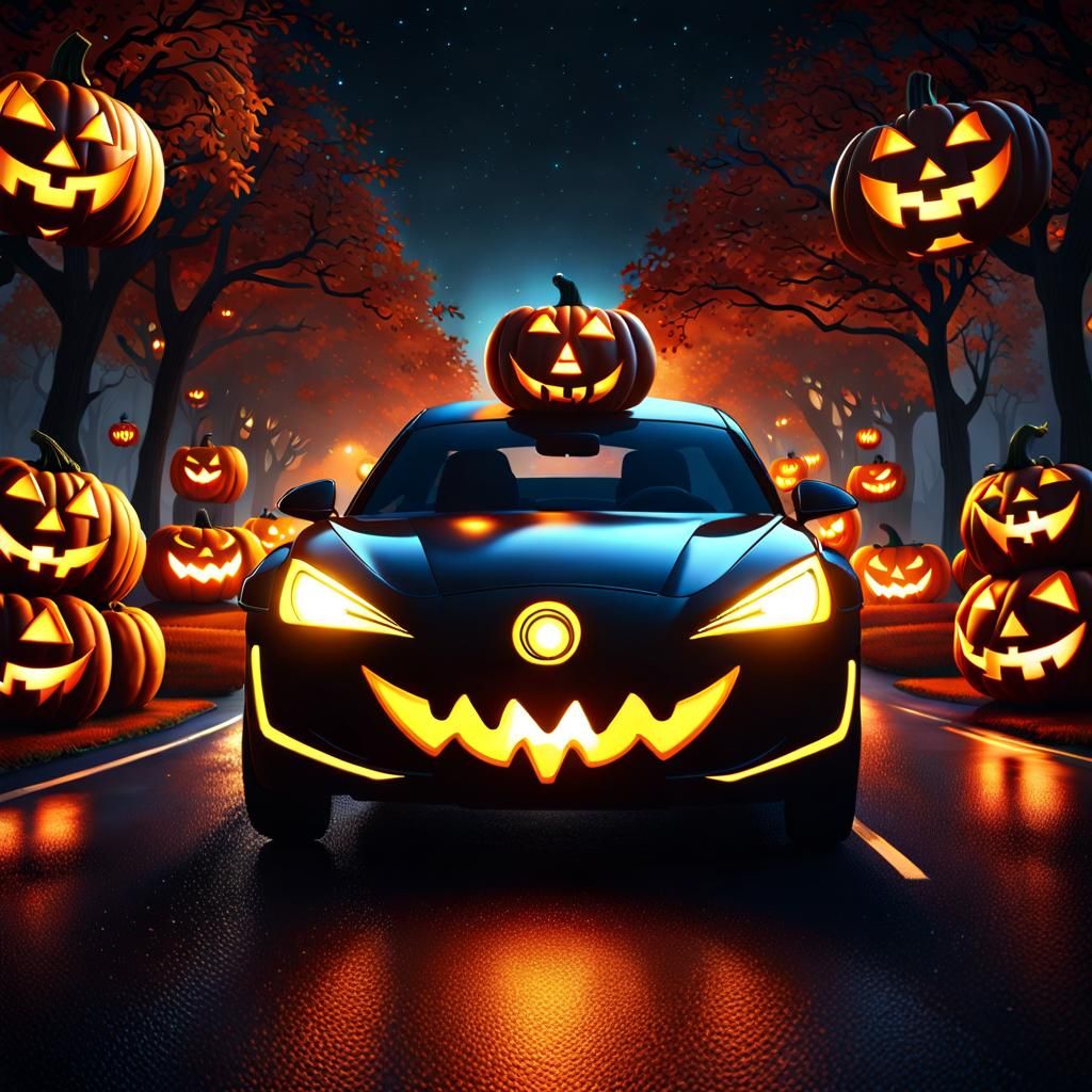 Jack-o'-Lantern Car - AI Generated Artwork - NightCafe Creator