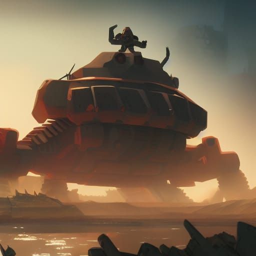 Spider tank ,war back ground, Greg Rutkowski, Cottagecore, S...