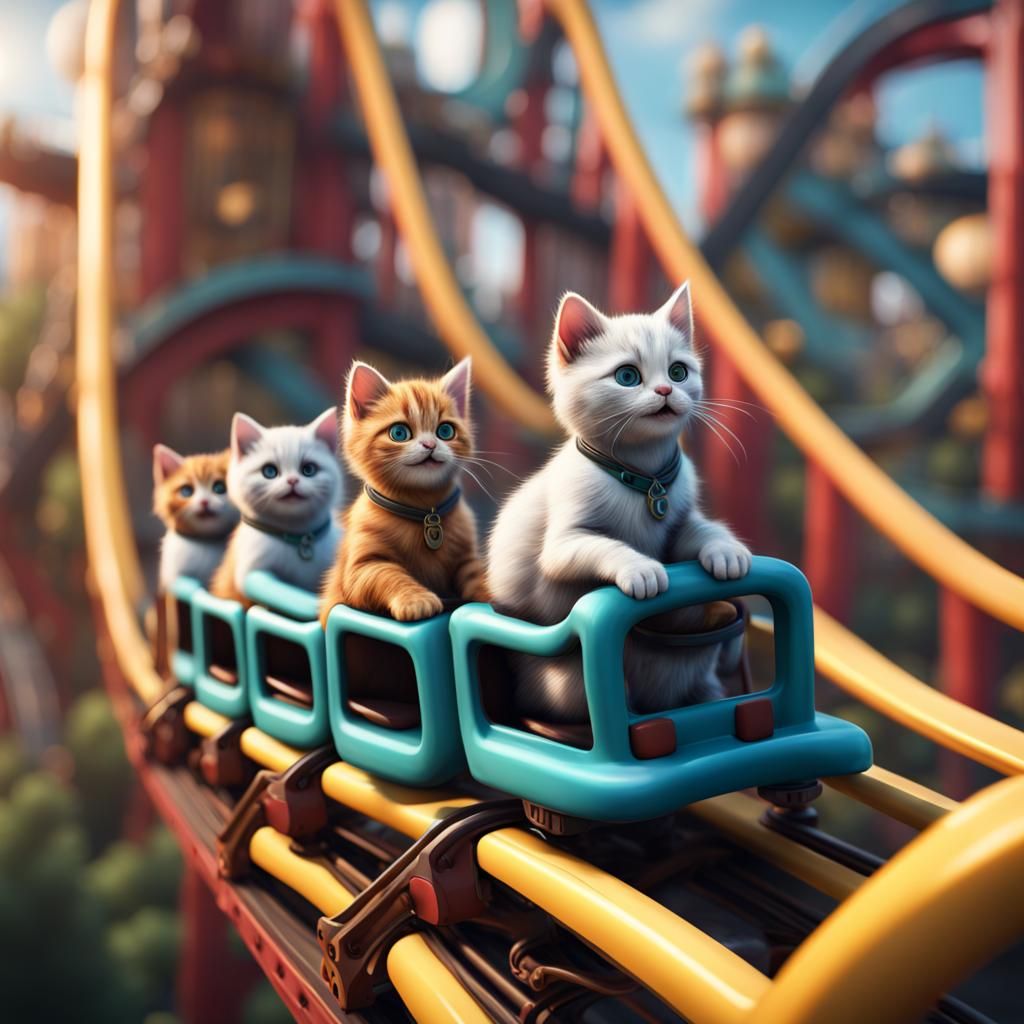 Baby cats on a roller coaster