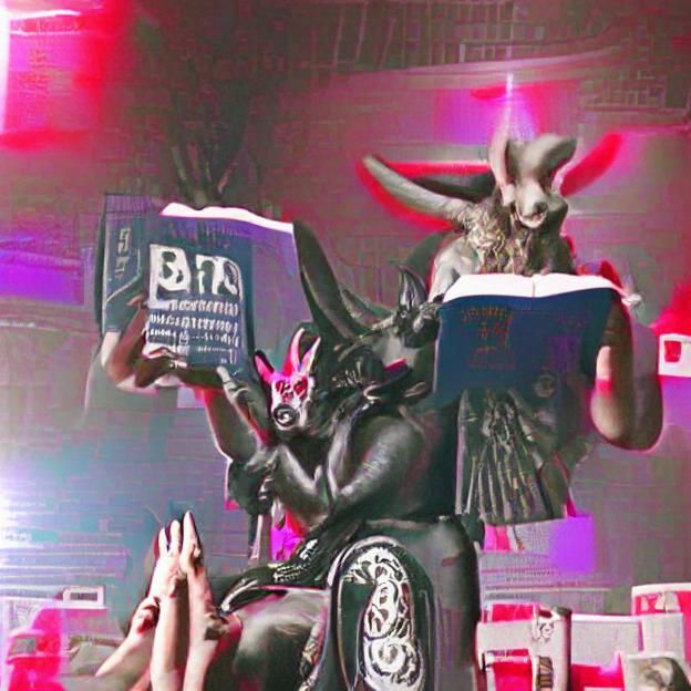 Baphomet reads the Bible to the masses