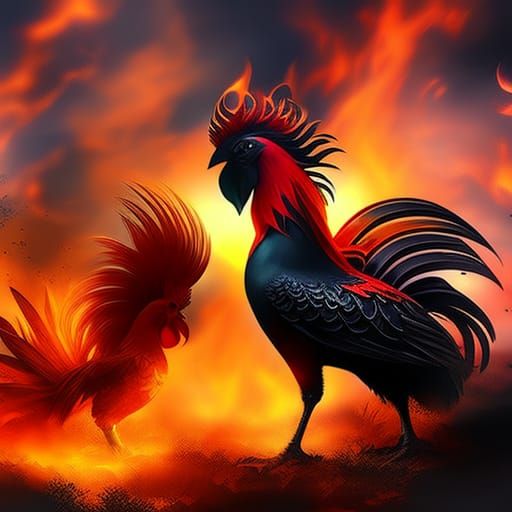 Fire Rooster AI Generated Artwork NightCafe Creator