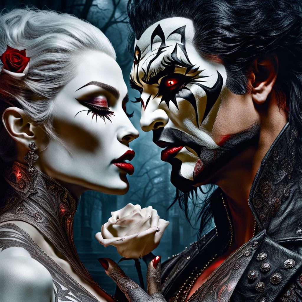 Vampire demons kiss - AI Generated Artwork - NightCafe Creator