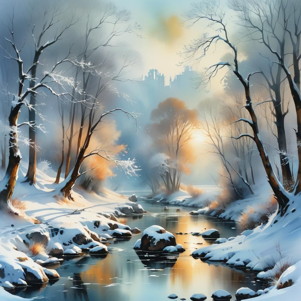 winter, landscape, river  by @Mapont