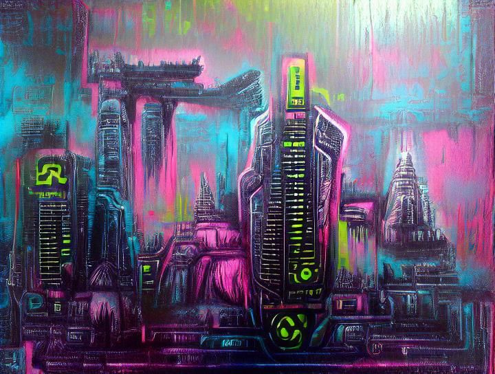One half Maximalist other half Minamalist. Grand cyberpunk e...
