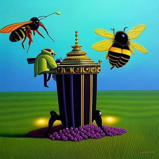 The Royal Jelly eating Queen Bumblebee and her Hive by Genndy