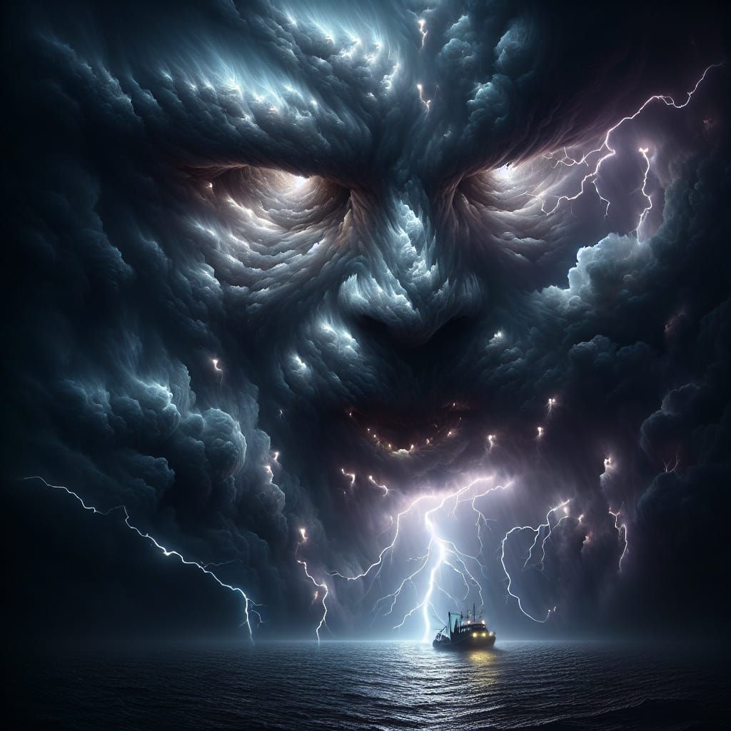 Dramatic Lightning Storm Digital Painting