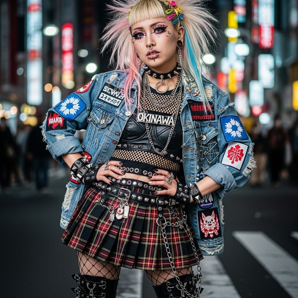 punk gyaru girl in Okinawa, Shibuya and Harajuku style