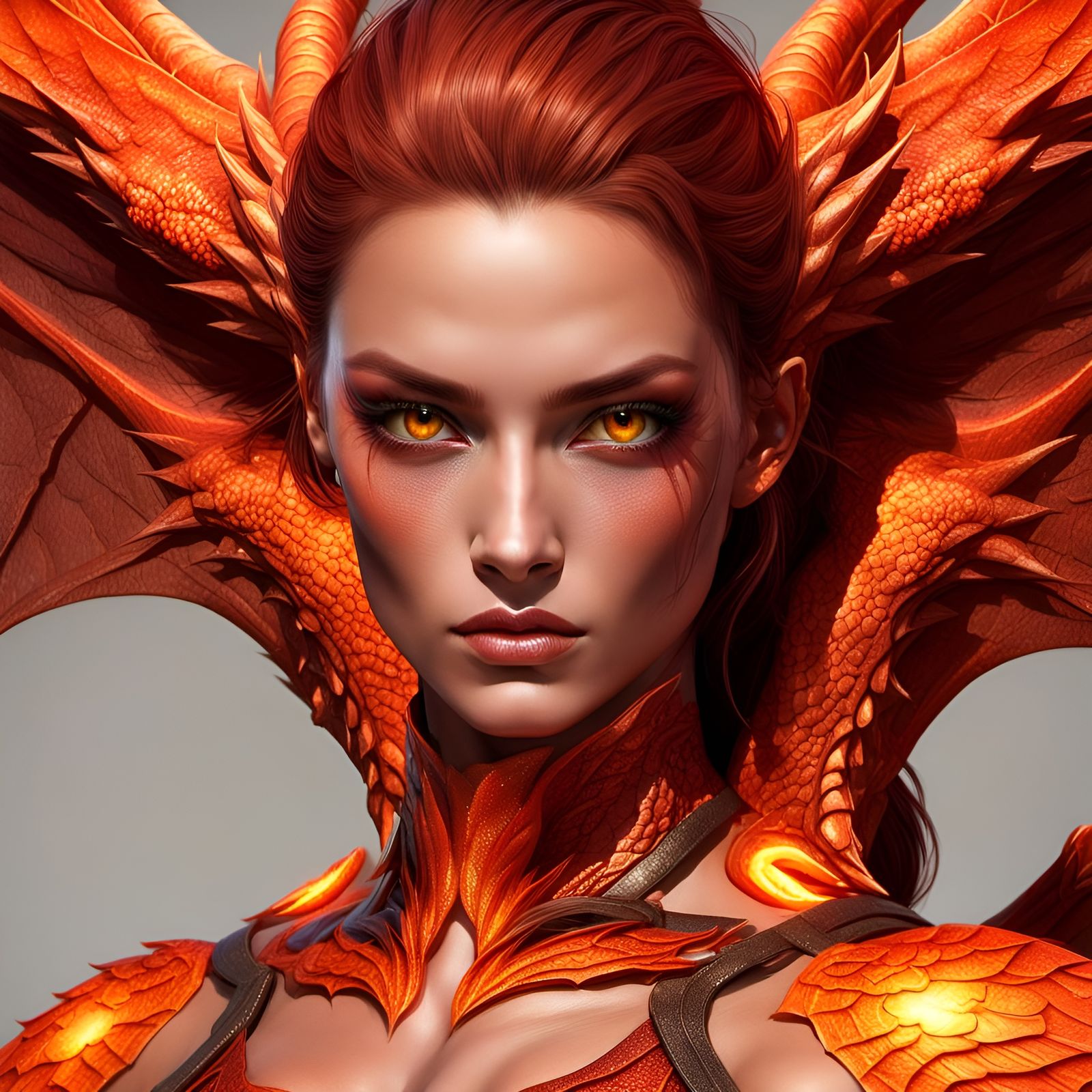 Orange Female Hybrid which is a Dragon lady. - AI Generated Artwork ...