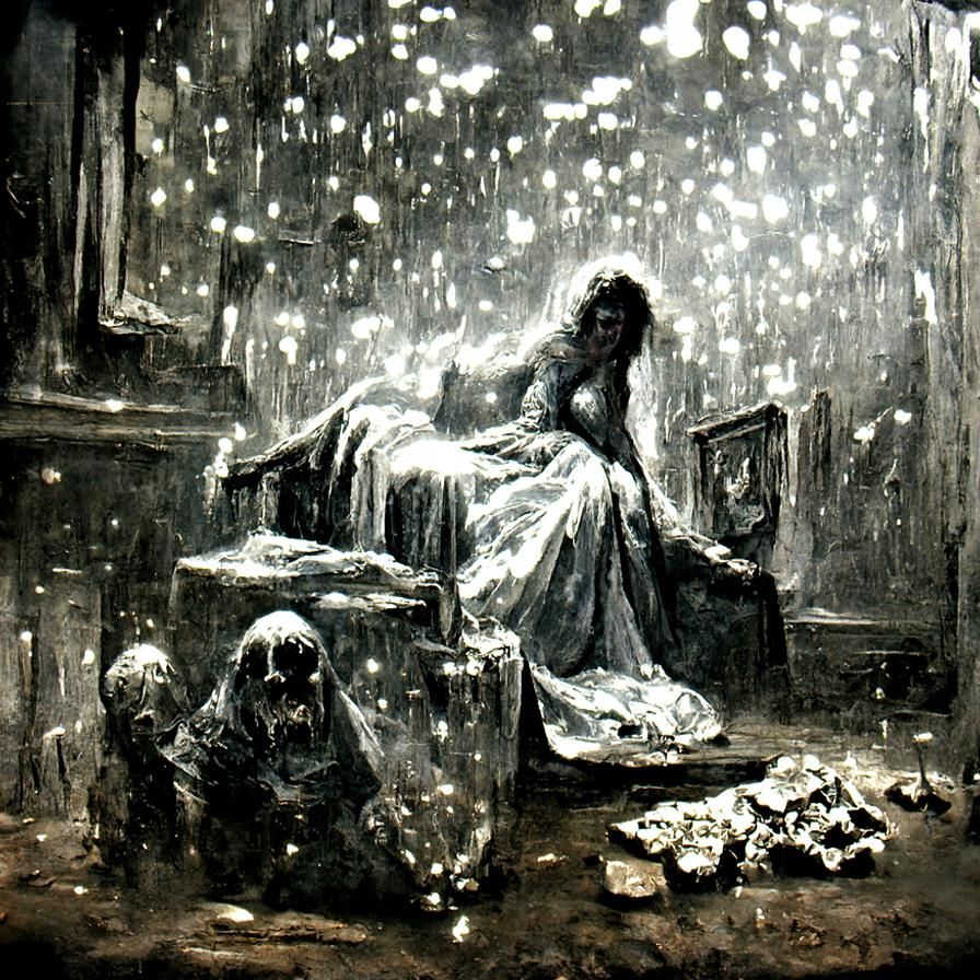 Diamonds glitter at her place
Erewhile she lived a time alon...