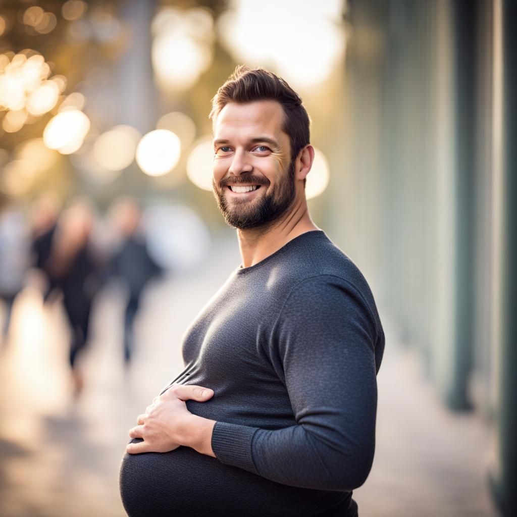 Handsome Pregnant Dad - AI Generated Artwork - NightCafe Creator